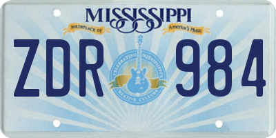 MS license plate ZDR984