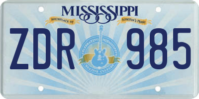 MS license plate ZDR985