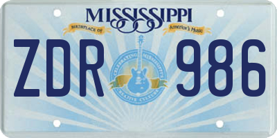MS license plate ZDR986