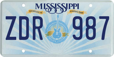 MS license plate ZDR987