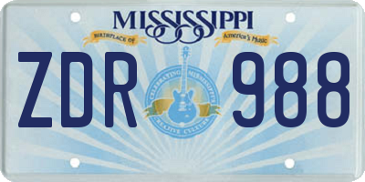 MS license plate ZDR988