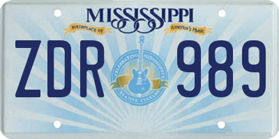 MS license plate ZDR989