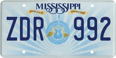 MS license plate ZDR992