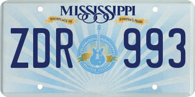 MS license plate ZDR993