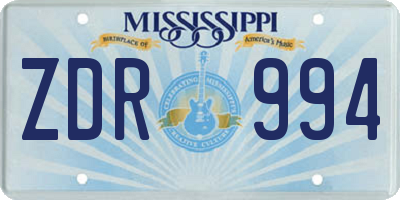 MS license plate ZDR994