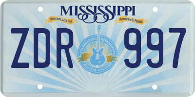 MS license plate ZDR997