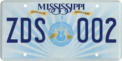 MS license plate ZDS002