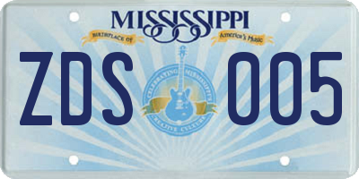 MS license plate ZDS005