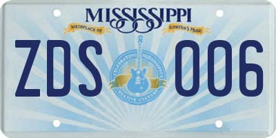 MS license plate ZDS006