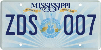 MS license plate ZDS007