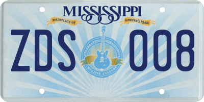 MS license plate ZDS008