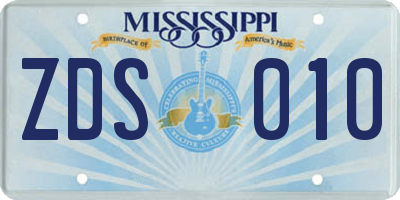 MS license plate ZDS010