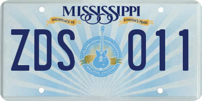 MS license plate ZDS011