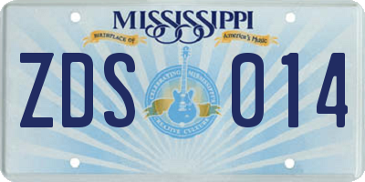 MS license plate ZDS014