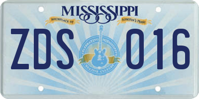 MS license plate ZDS016