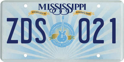 MS license plate ZDS021