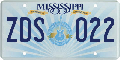 MS license plate ZDS022