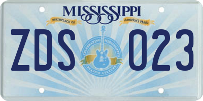 MS license plate ZDS023