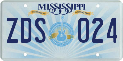 MS license plate ZDS024