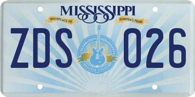 MS license plate ZDS026