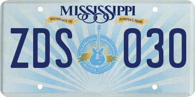 MS license plate ZDS030