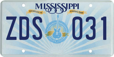 MS license plate ZDS031