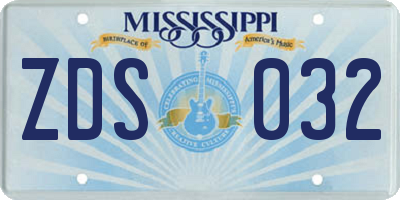 MS license plate ZDS032