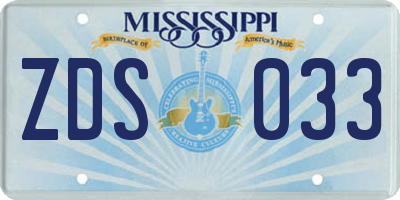 MS license plate ZDS033