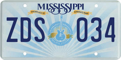MS license plate ZDS034