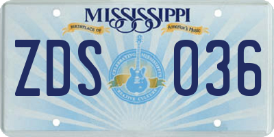 MS license plate ZDS036