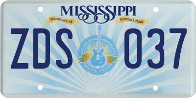 MS license plate ZDS037