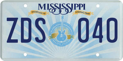 MS license plate ZDS040