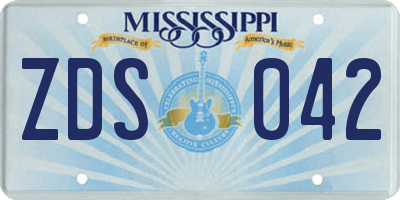MS license plate ZDS042