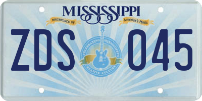 MS license plate ZDS045