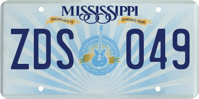 MS license plate ZDS049