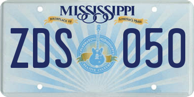 MS license plate ZDS050