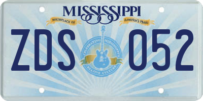 MS license plate ZDS052