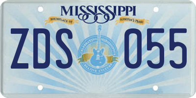 MS license plate ZDS055