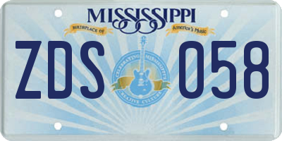 MS license plate ZDS058