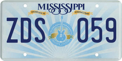 MS license plate ZDS059