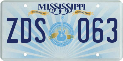 MS license plate ZDS063