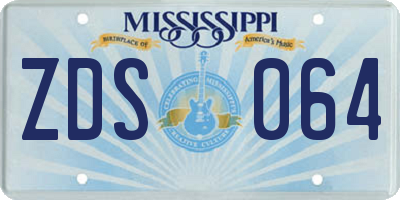 MS license plate ZDS064