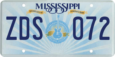 MS license plate ZDS072