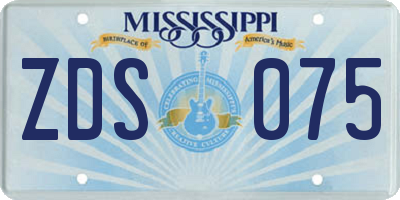 MS license plate ZDS075