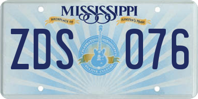 MS license plate ZDS076