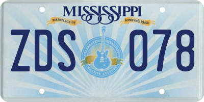 MS license plate ZDS078