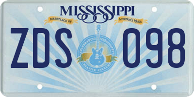MS license plate ZDS098