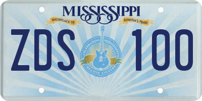 MS license plate ZDS100