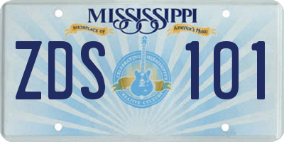 MS license plate ZDS101