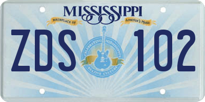 MS license plate ZDS102